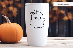 Cute Girl Ghost SVG with Bow, Hand Drawn Halloween SVG Product Image 4