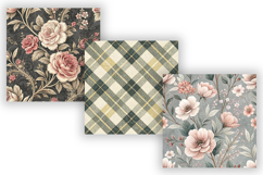 Graphite Toile Digital Paper Pack, Vintage Floral Toile Product Image 4