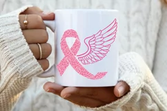 Angel wings svg, Ribbon svg, Cancer svg, Product Image 3