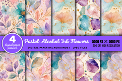 Pastel Alcohol Ink Flowers Backgrounds JPG Product Image 1