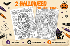 Spooky Cute Halloween coloring pages Egypt mummy Witch Product Image 1