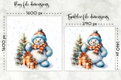 Watercolour Snowman Lunch Bag Print | Christmas Lunch Bag Product Image 2