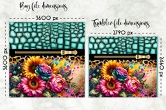 Flowers on Animal Print Lunch Bag Design, Embossed Leather Product Image 2