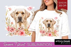 Floral Dog Square Tshirt Background - Flowers PNG Product Image 1