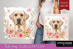 Floral Dog Tote Bag - Flowers Tote Bag PNG Sublimation Product Image 1