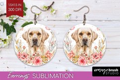 Floral Dog Round Earrings - Flowers PNG Sublimation Product Image 1