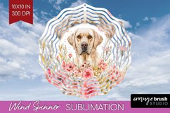 Floral Dog Wind Spinner Sublimation PNG - Flowers Round Product Image 1