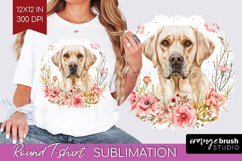 Floral Dog Round Tshirt Background - Flowers PNG Sublimation Product Image 1