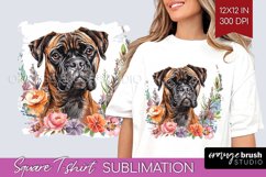 Floral Dog Square Tshirt Background - Flowers PNG Product Image 1