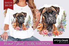 Floral Dog Round Tshirt Background - Flowers PNG Sublimation Product Image 1