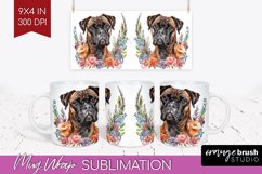 Floral Dog Mug Wrap - Flowers Mug PNG Sublimation Product Image 1
