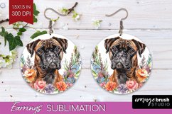 Floral Dog Round Earrings - Flowers PNG Sublimation Product Image 1