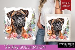 Floral Dog Tote Bag - Flowers Tote Bag PNG Sublimation Product Image 1