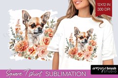 Floral Dog Square Tshirt Background - Flowers PNG Product Image 1