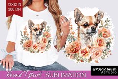 Floral Dog Round Tshirt Background - Flowers PNG Sublimation Product Image 1