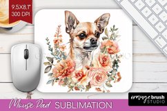 Floral Dog Mouse Pad Sublimation - Flowers Mousepad PNG Product Image 1