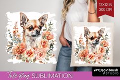 Floral Dog Tote Bag - Flowers Tote Bag PNG Sublimation Product Image 1