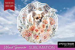 Floral Dog Wind Spinner Sublimation PNG - Flowers Round Product Image 1