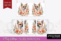 Floral Dog Mug Wrap - Flowers Mug PNG Sublimation Product Image 1