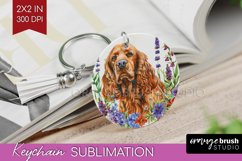 Floral Dog Keychain PNG - Flowers Keychain Sublimation Product Image 1