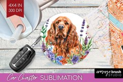 Floral Dog Car Coaster - Flowers Coaster PNG Sublimation Product Image 1