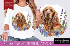 Floral Dog Round Tshirt Background - Flowers PNG Sublimation Product Image 1