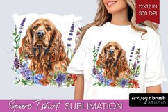 Floral Dog Square Tshirt Background - Flowers PNG Product Image 1