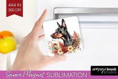 Floral Dog Magnet Sublimation - Flowers Square Magnet PNG Product Image 1