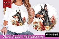 Floral Dog Round Tshirt Background - Flowers PNG Sublimation Product Image 1