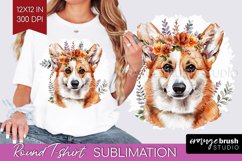 Floral Dog Round Tshirt Background - Flowers PNG Sublimation Product Image 1