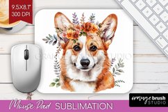 Floral Dog Mouse Pad Sublimation - Flowers Mousepad PNG Product Image 1