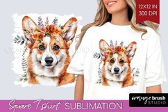 Floral Dog Square Tshirt Background - Flowers PNG Product Image 1