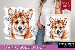 Floral Dog Tote Bag - Flowers Tote Bag PNG Sublimation Product Image 1