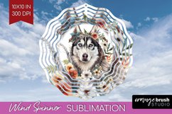 Floral Dog Wind Spinner Sublimation PNG - Flowers Round Product Image 1