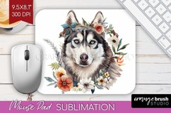 Floral Dog Mouse Pad Sublimation - Flowers Mousepad PNG Product Image 1