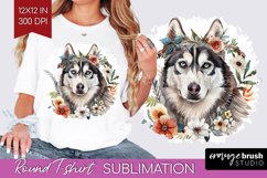 Floral Dog Round Tshirt Background - Flowers PNG Sublimation Product Image 1