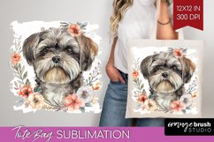 Floral Dog Tote Bag - Flowers Tote Bag PNG Sublimation Product Image 1