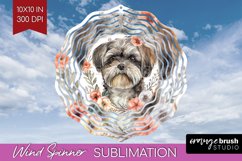 Floral Dog Wind Spinner Sublimation PNG - Flowers Round Product Image 1