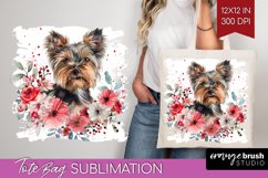 Floral Dog Tote Bag - Flowers Tote Bag PNG Sublimation Product Image 1
