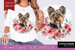 Floral Dog Round Tshirt Background - Flowers PNG Sublimation Product Image 1
