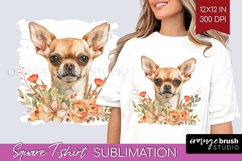 Floral Dog Square Tshirt Background - Flowers PNG Product Image 1