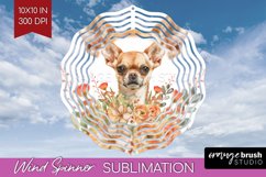 Floral Dog Wind Spinner Sublimation PNG - Flowers Round Product Image 1