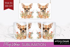Floral Dog Mug Wrap - Flowers Mug PNG Sublimation Product Image 1