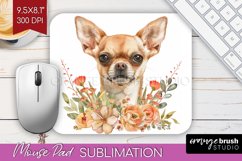 Floral Dog Mouse Pad Sublimation - Flowers Mousepad PNG Product Image 1