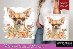 Floral Dog Tote Bag - Flowers Tote Bag PNG Sublimation Product Image 1