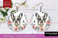Floral Dog Round Earrings - Flowers PNG Sublimation Product Image 1