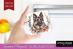 Floral Dog Magnet Sublimation - Flowers Square Magnet PNG Product Image 1