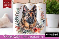 Floral Dog Tumbler Wrap - Flowers Tumbler PNG Sublimation Product Image 1