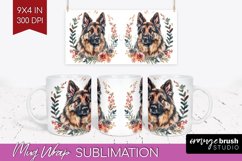 Floral Dog Mug Wrap - Flowers Mug PNG Sublimation Product Image 1