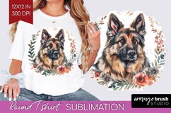Floral Dog Round Tshirt Background - Flowers PNG Sublimation Product Image 1